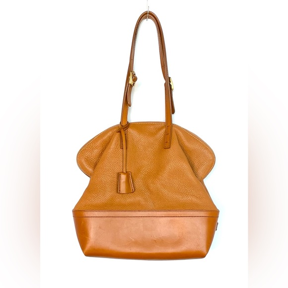 Fendi 2Bag Pebbled Leather Satchel Tan Brown Tote Handbag Authentic - Picture 1 of 15